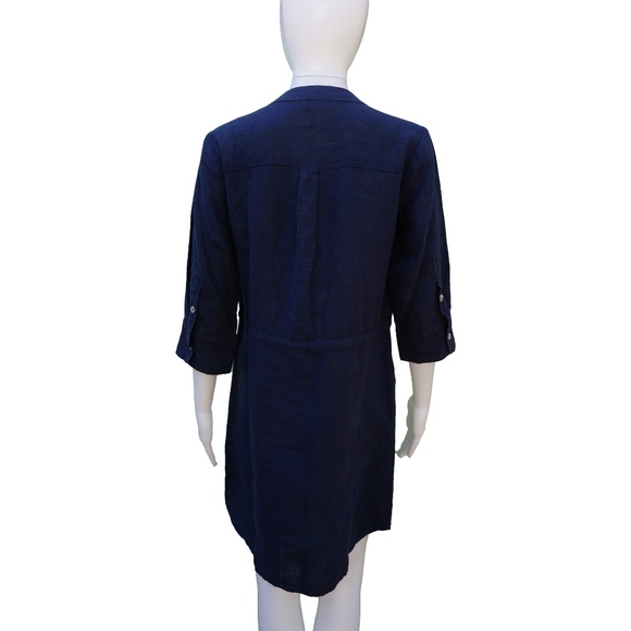 ALLEN ALLEN NAVY LINEN DRESS - Picture 4 of 5